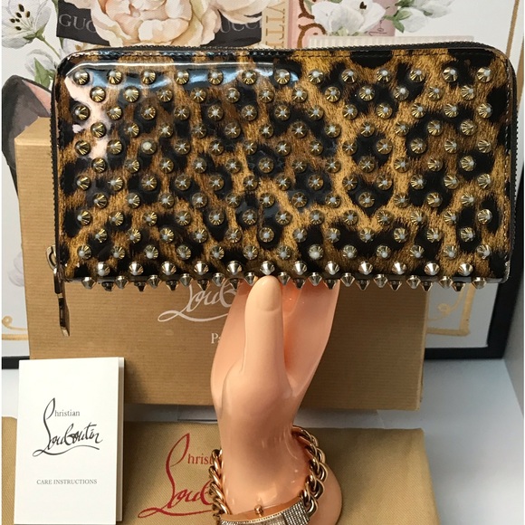 Christian Louboutin Panettone Studded Leopard Zip Around Wallet 🐆❤️ - Picture 12 of 17
